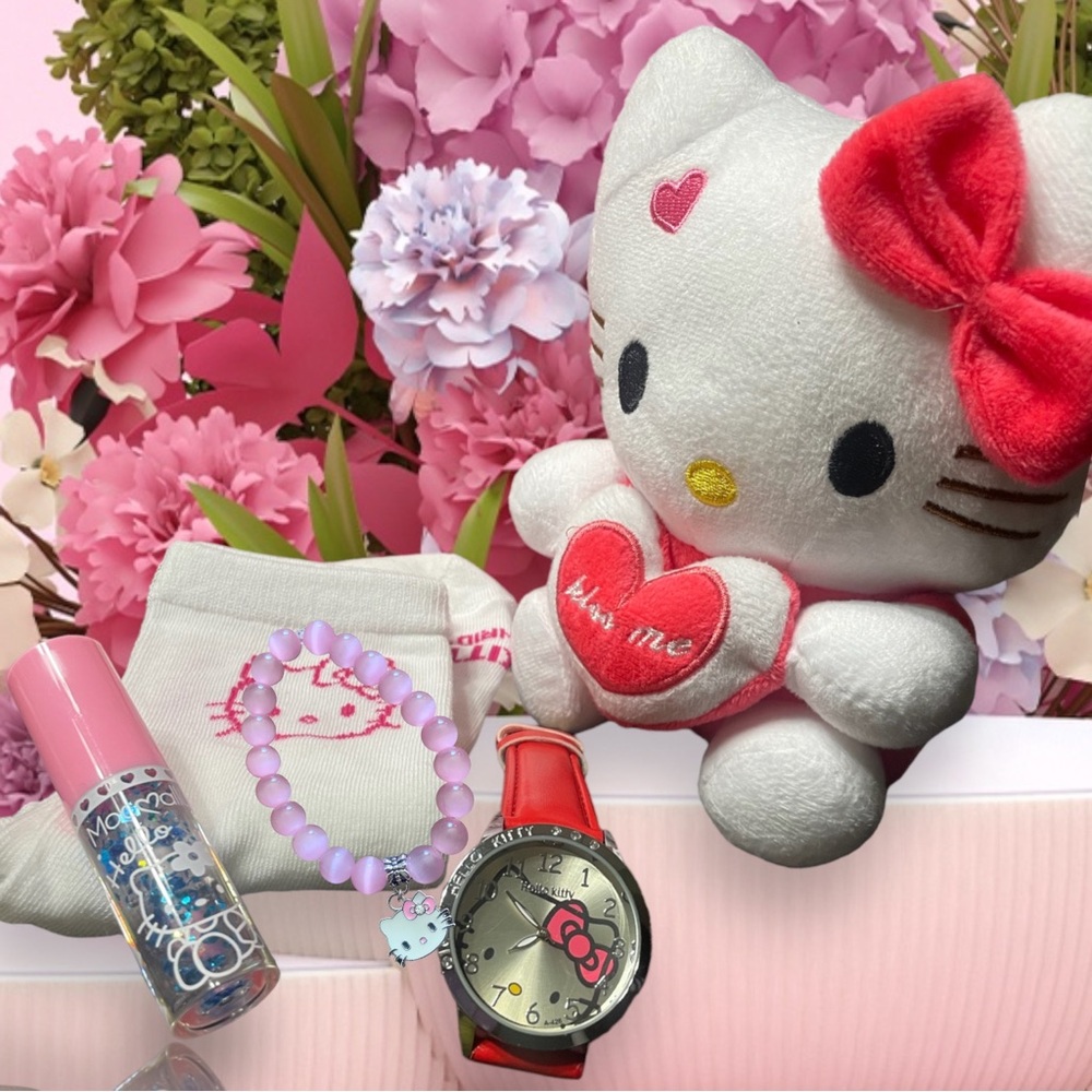 Hello Kitty Red and White Stuffed Animal with Iconic Bow